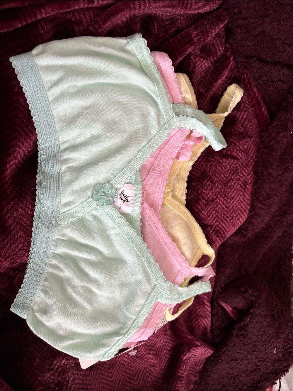 Pastel Triangle Bralette Set - Mint, Pink & Yellow
